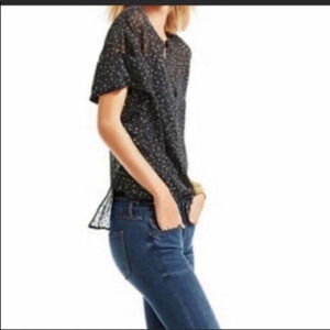 Cabi Style 239 Black Swiss Dot Sheer Blouse Size S